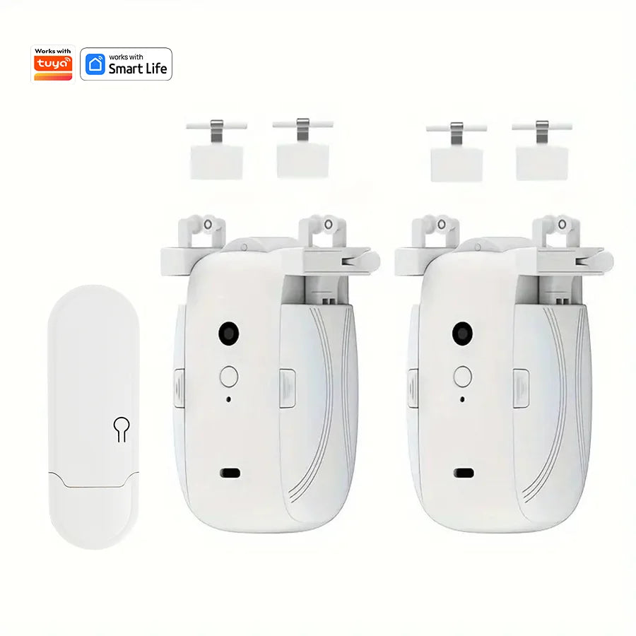 Smart Wi-Fi Curtain Robot with Wi-Fi Gateway, App Remote Control, Automatic Opening and Hand Pull Start, Compatible with Alexa (1 or 2 Pieces)